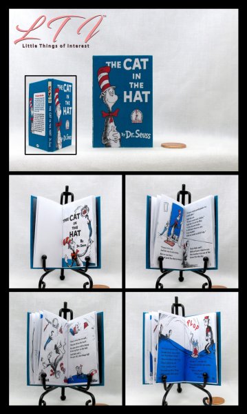THE CAT IN THE HAT Illustrated Readable One Fourth 1/4 Scale Miniature Book Dr Seuss American Girl Doll Scale