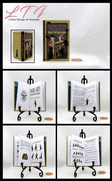 DARK ARTS DEFENSE Illustrated Readable Miniature One Fourth 1/4 Scale Miniature Book Hogwarts Magic School of Witchcraft and Wizardry American Girl Doll Scale