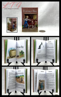 FARMER BOY Illustrated Readable One Fourth 1/4 Scale Miniature Book Little House On The Prairie American Girl Doll Scale
