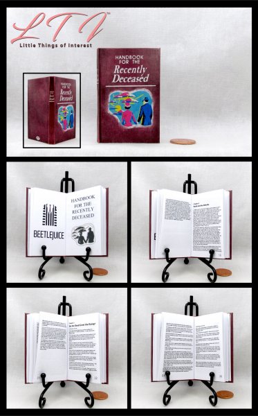 HANDBOOK FOR THE RECENTLY DECEASED Beetlejuice Readable One Fourth 1/4 Scale Miniature Book American Girl Doll Scale