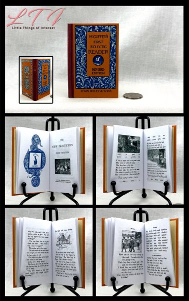McGUFFEY 1st READER Illustrated Readable One Fourth 1/4 Scale Miniature Book Little House On The Prairie Eclectic Readers Primer American Girl Doll Scale