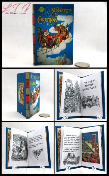 THE NIGHT BEFORE CHRISTMAS Illustrated Readable Miniature One Fourth Scale Book