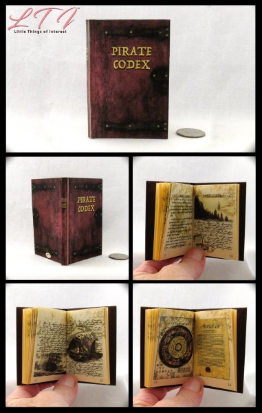 THE PIRATE CODEX Illustrated Readable Miniature One Fourth Scale Book