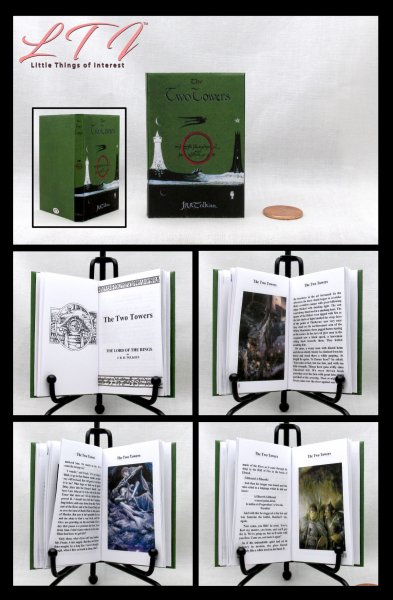 THE TWO TOWERS Illustrated Readable One Fourth 1/4 Scale Miniature Book Lord of The Rings American Girl Doll Scale
