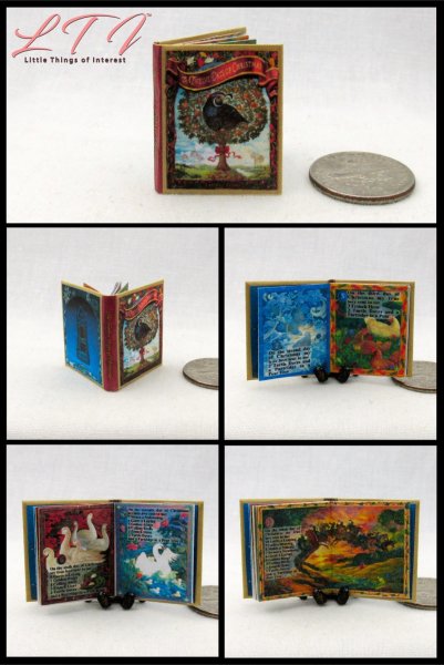 THE TWELVE 12 DAYS OF CHRISTMAS Miniature 1/12 Scale Readable Illustrated Book