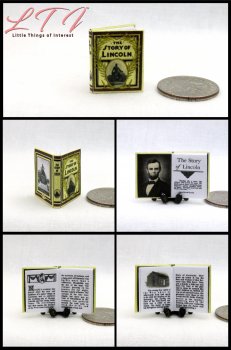 ABRAHAM LINCOLN Miniature One Inch Scale Illustrated Readable Book