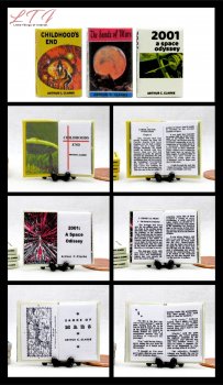 ARTHUR C. CLARKE SET 3 Pc Miniature Books 1/12 Scale Readable Books 2001: A Space Odyssey Childhoods End The Sands of Mars Science Fiction