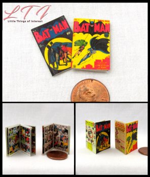 BATMAN COMIC BOOKS 2 Pc Miniature 1/12 Scale Comic Books DC