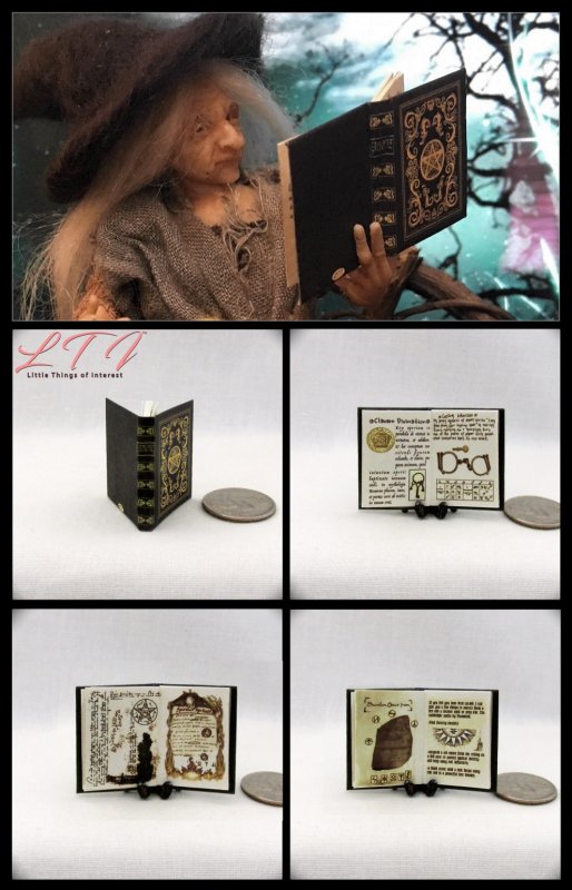 BEAUCHAMP GRIMOIRE SPELL Book Miniature One Inch Scale Illustrated Readable Book - Click Image to Close
