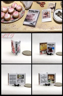THE BIRTHDAY CAKE COOKBOOK Miniature One Inch Scale Readable Illustrated Book