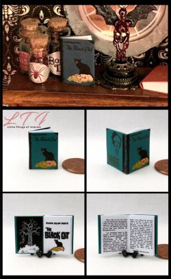 THE BLACK CAT by Edgar Allan Poe Miniature One Inch Scale Readable Book