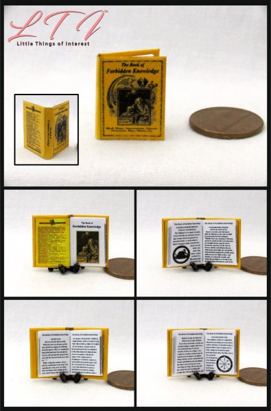 BOOK of FORBIDDEN KNOWLEDGE Miniature 1/12 Scale Readable Illustrated Book Magic