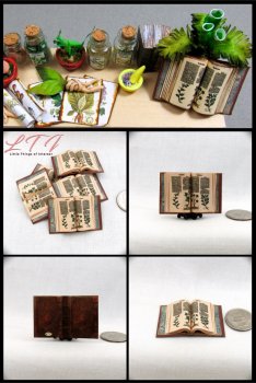 BOOK OF HERBS *Open Book* Miniature 1/12 Scale Medical Herbal Book
