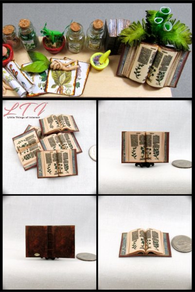 BOOK OF HERBS *Open Book* Miniature 1/12 Scale Medical Herbal Book