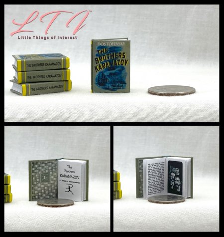 THE BROTHERS KARAMAZOV Miniature 1/12 Scale Readable Illustrated Book Dostoyevsky Russian