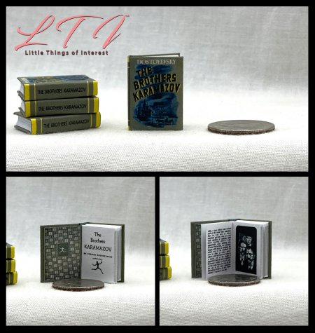 THE BROTHERS KARAMAZOV Miniature One Inch Scale Readable Illustrated Book Dostoyevsky