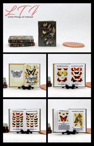 BUTTERFLIES AND MOTHS Miniature 1/12 Scale Readable Illustrated Book Bugs Insects Natural History
