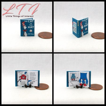 THE CAT IN THE HAT Miniature 1/12 Scale Dr. Seuss Illustrated Readable Book