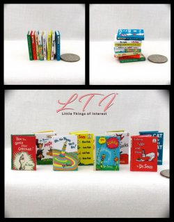 DR. SEUSS BOOK SET 8 Miniature One Inch Scale Readable Illustrated Books
