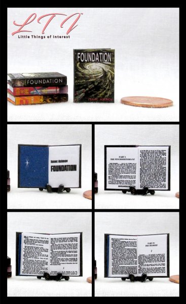 FOUNDATON Miniature Dollhouse 1/12 Scale Readable Book Isaac Asimov Science Fiction