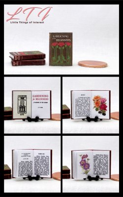 GARDENING FOR BEGINNERS Miniature 1/12 Scale Readable Illustrated Book Flowers