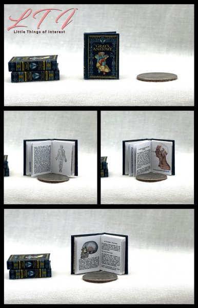 1:12 Scale Miniature Surgical Anatomy Book – Readable Illustrated Dollhouse Prop, Handmade