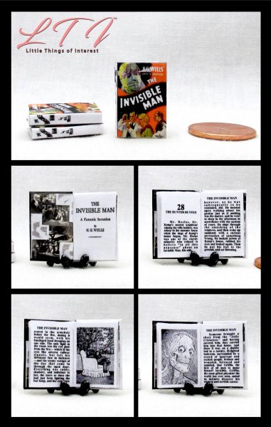 THE INVISIBLE MAN Miniature 1/12 Scale Illustrated Readable Book H. G. Wells Science Fiction
