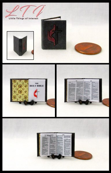 THE HOLY BIBLE Miniature 1/12 Scale Readable Book Church Religion