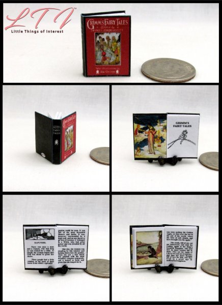 ILLUSTRATED GRIMM'S Fairy Tales Miniature One Inch Scale Readable Book