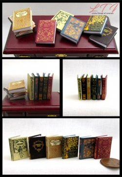 JANE AUSTEN BOOK SET 6 Miniature One Inch Scale Readable Illustrated Books Emma Mansfield Park Northanger Abbey Persuasion Prejudice