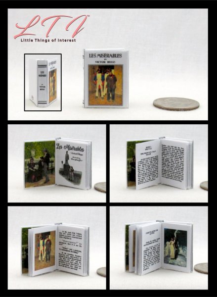Les Misérables Miniature 1/12 Scale Readable Illustrated Book Victor Hugo Justice Love Redemption