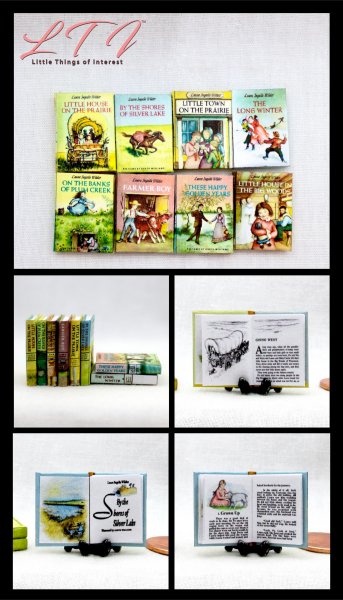 LITTLE HOUSE ON THE PRAIRIE BOOK SET 8 Pc Miniature 1/12 Scale Readable Illustrated Childrens Books #2