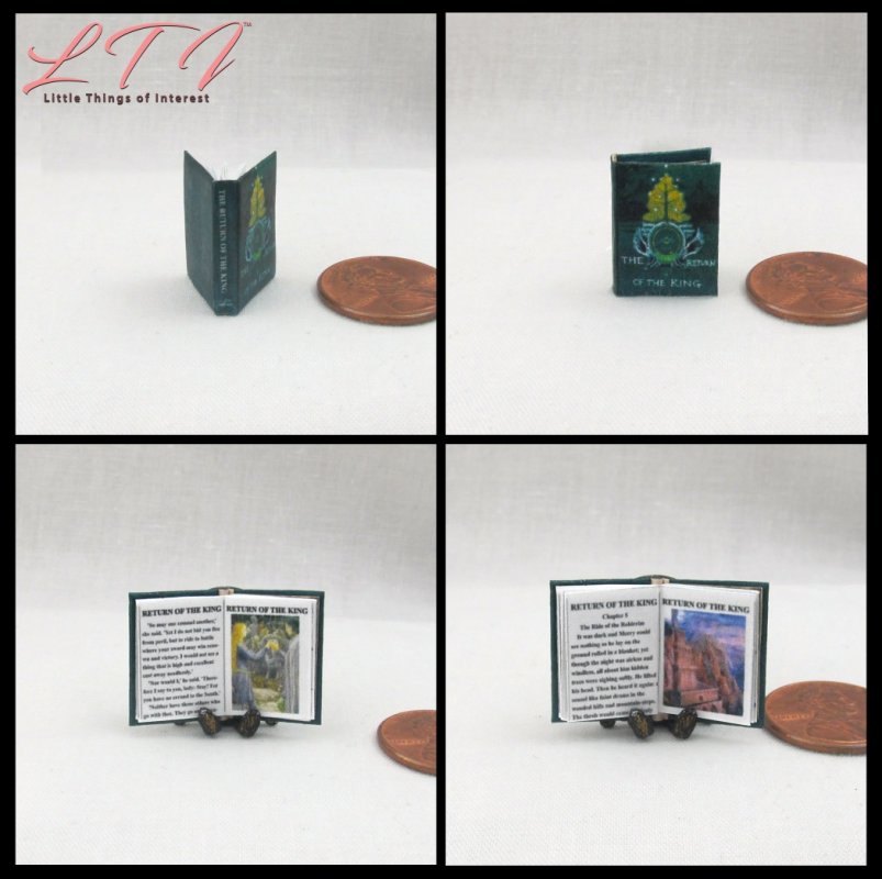 LORD OF THE RINGS BOOK SET 3 Miniature One Inch Scale Readable Illustrated Books Tolkien Fellowship Of The Ring Two Towers Return The King - Click Image to Close