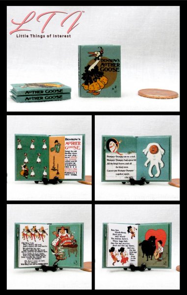 MOTHER GOOSE Miniature 1/12 Scale Readable Illustrated Book Fairy Tales Nursery Rhymes