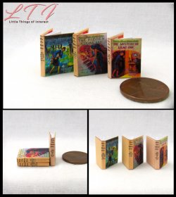 NANCY DREW MYSTERIES SET 3 Miniature One Inch Scale Readable Illustrated Books The Hidden Staircase Mystery at Lilac Inn The Secret of the Old Clock
