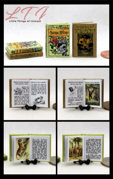 NATURAL HISTORY COLLECTION SET 2 Pc Miniature 1/12 Scale Readable Illustrated Books