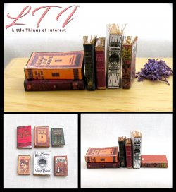 VINTAGE OLD COOKBOOKS 6 Miniature One Inch Scale Faux Prop Books