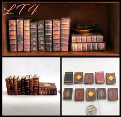 OLD LIBRARY 10 Miniature One Inch Scale Prop Faux Books