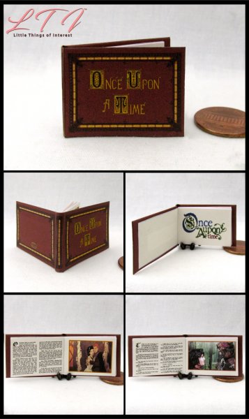 ONCE UPON A TIME Book of Fairy Tales Miniature 1/12 Scale Illustrated Readable Book