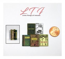 POETRY SET 5 Pc Miniature 1/12 Scale Illustrated Readable Books Yeats Keats Whittier Whitman and Wayside Poems