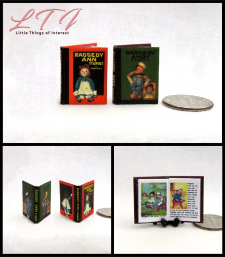 RAGGEDY ANN AND RAGGEDY ANDY STORIES SET 2 Miniature One Inch Scale Readable Illustrated Books