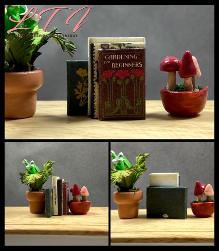 4 Random Garden Bookshelf Books One Inch Scale Miniature Books