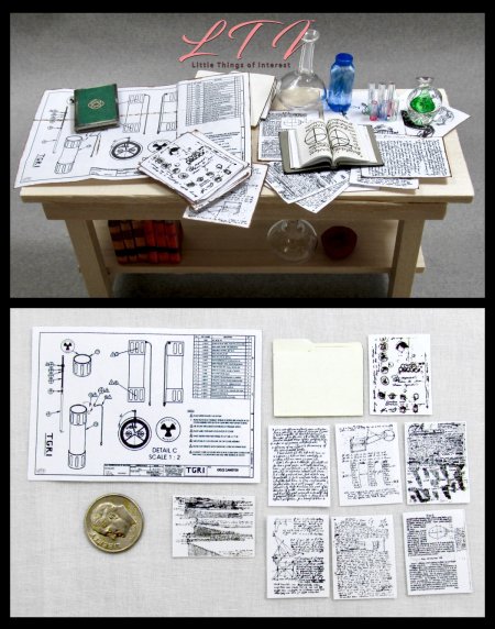 SCIENTIST LABORATORY FILES 10 Pc in Miniature 1/12 Scale