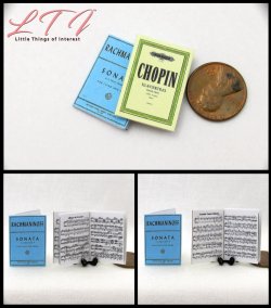 SHEET MUSIC SET 2 Miniature One Inch Scale Readable Illustrated Books