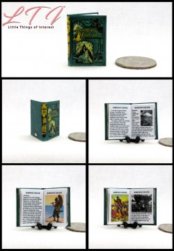 SHIPWRECKED BOOK Set 3 Miniature One Inch Scale Readable Illustrated Books Gulliver's Travels Robinson Crusoe Swiss Family Robinson