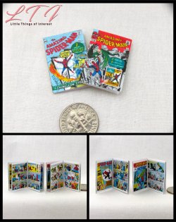 SPIDER-MAN COMIC BOOKS 2 Miniature One Inch Scale Comic Books