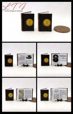 Ulysses S. Grant Book Set 2 Miniature One Inch Scale Readable Illustrated Books