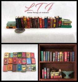VINTAGE STYLE BOOKS Set of 21 Prop Books in Miniature One Inch Scale
