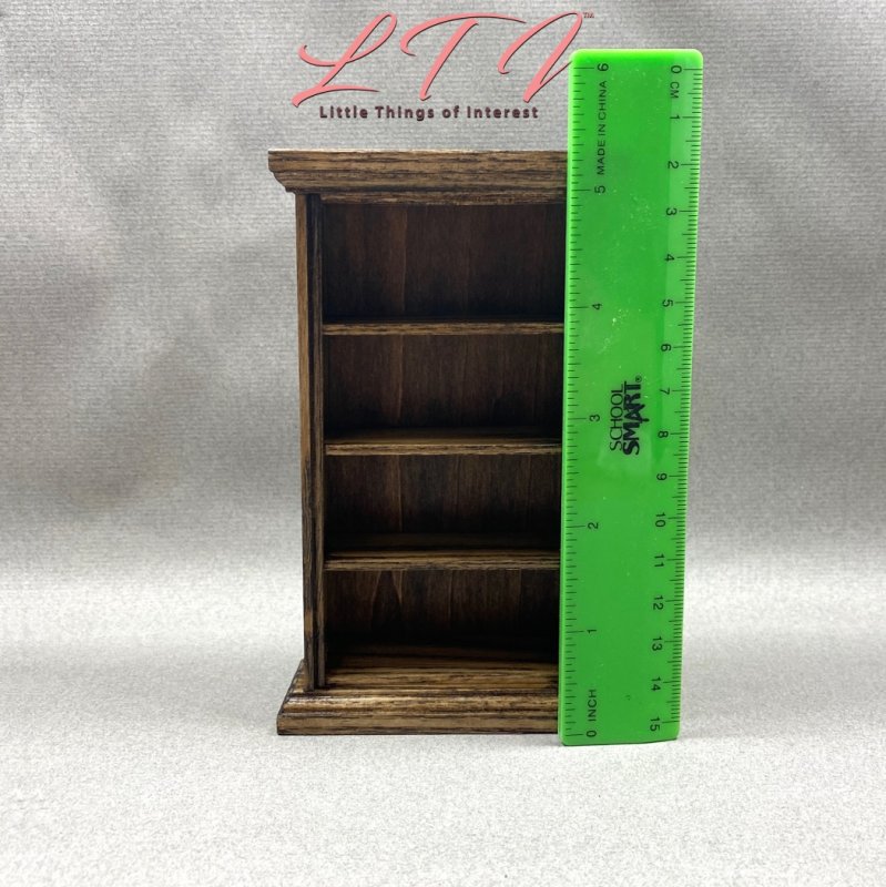 MINIATURE WALNUT BOOKCASE in One Inch Scale Bookshelf - Click Image to Close
