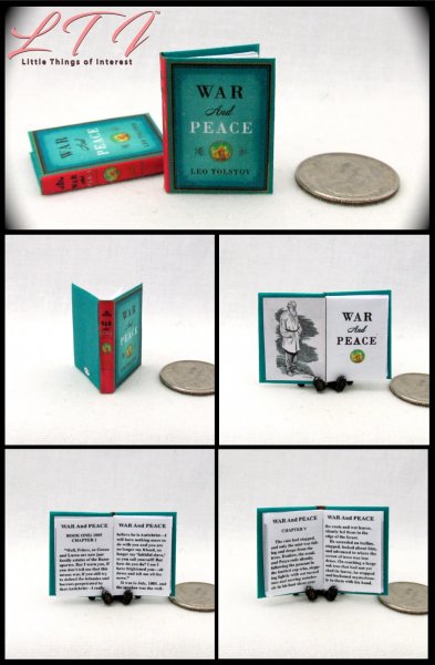 WAR AND PEACE Readable Miniature Book Dollhouse 1:12 Scale Book 